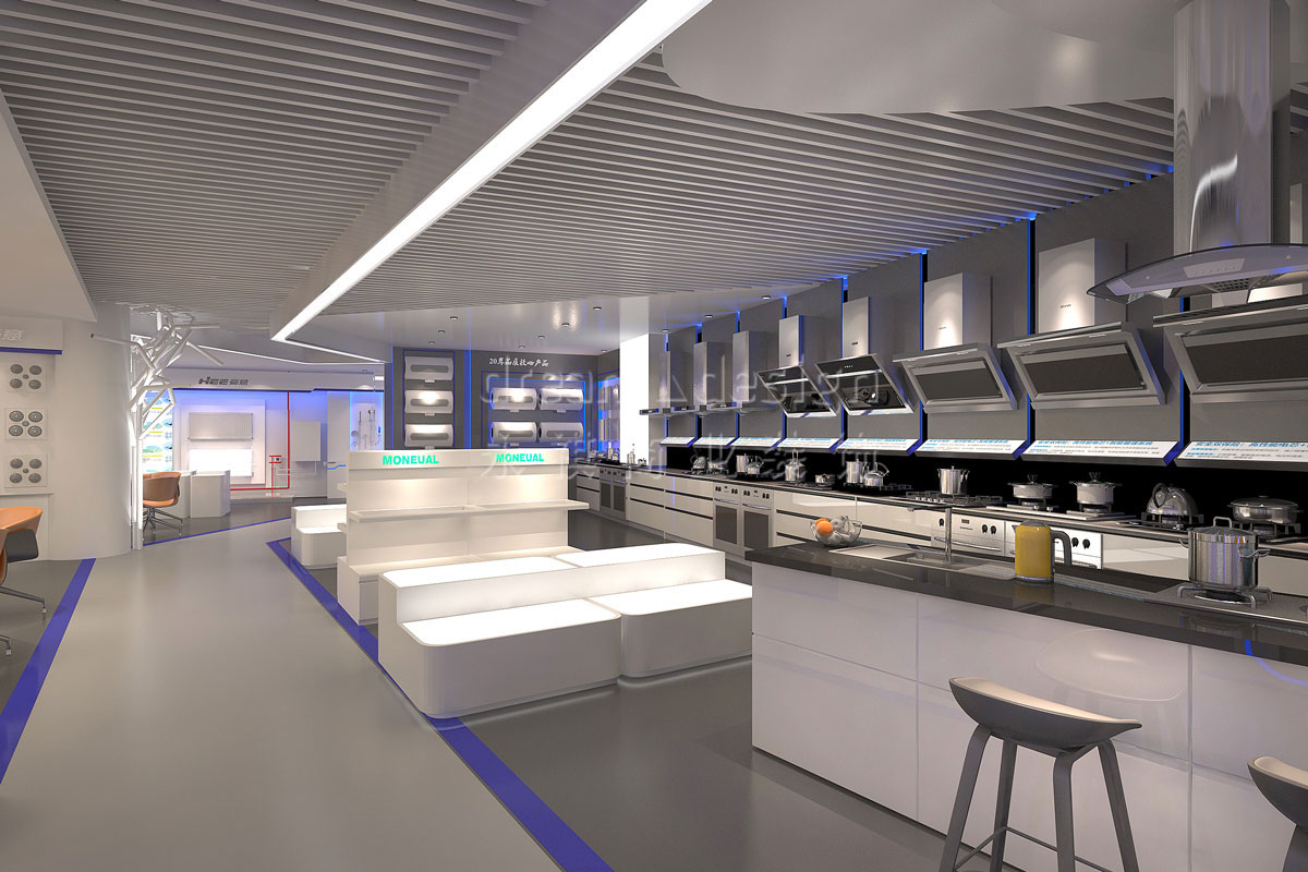 長沙展廳門面設計案例_長沙電器展廳裝修_長沙展廳設計效果圖_永祺商業(yè)裝飾